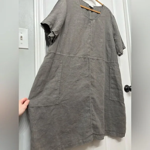 Gray Linen Shift Dress | Pure Jill 4X - Picture 5 of 11